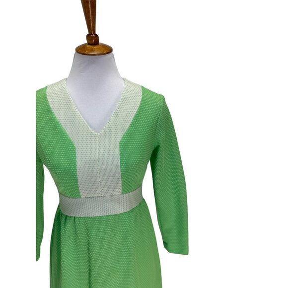 Jones 3/4 Sleeve Maxi Dress Green Size 8 Vintage Retro Minimalist 60s Mod Boho - Picture 9 of 15